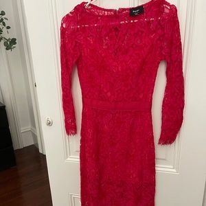 Nasty Gal Red Lace Midi Dress Size XXS